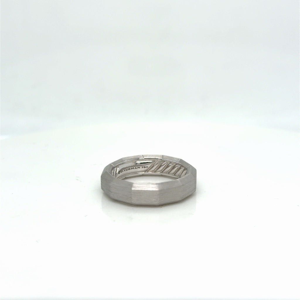 David Yurman Faceted Band Ring Brushed 18k White Gold 6 mm Size 8 — view 9