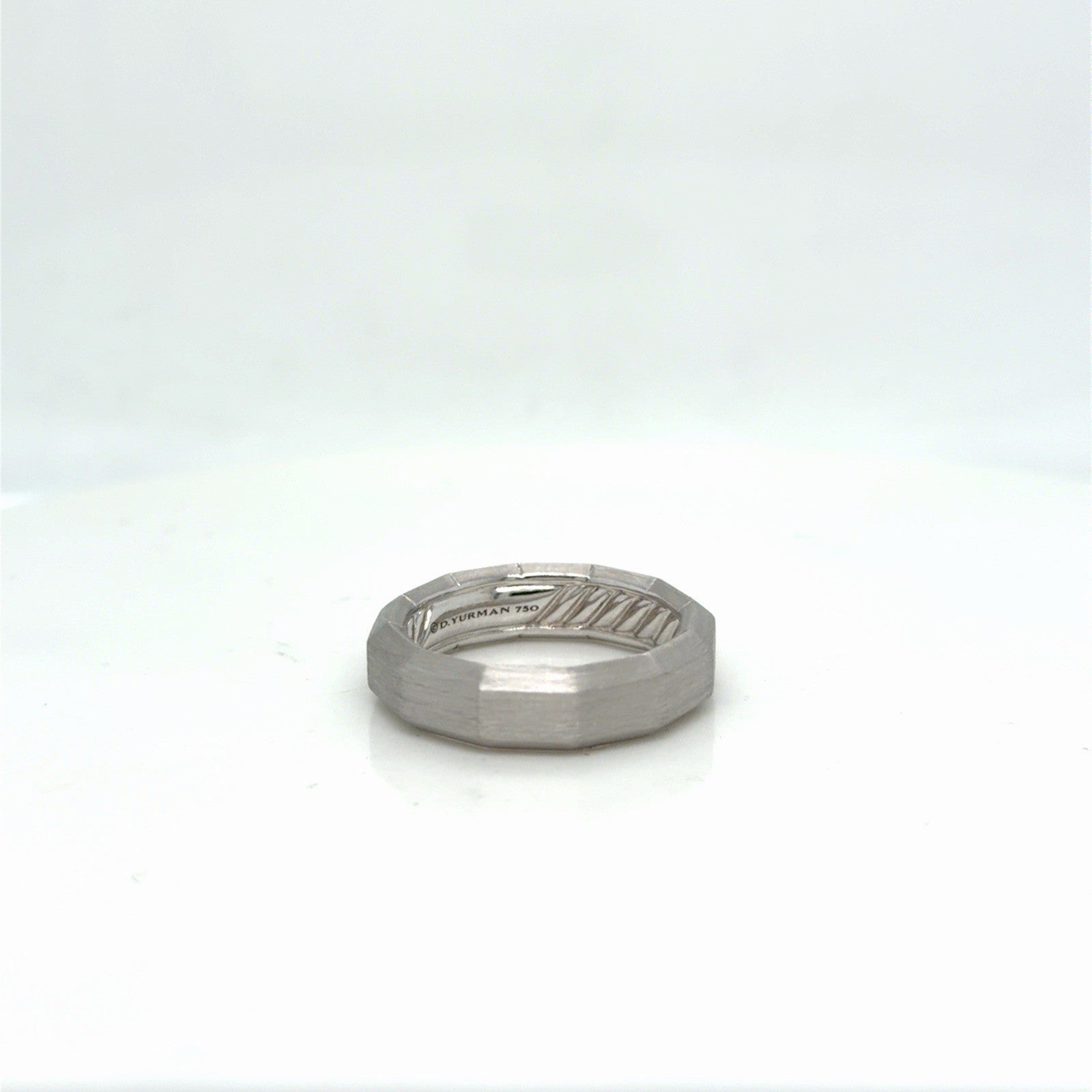 David Yurman Faceted Band Ring Brushed 18k White Gold 6 mm Size 8 — view 9