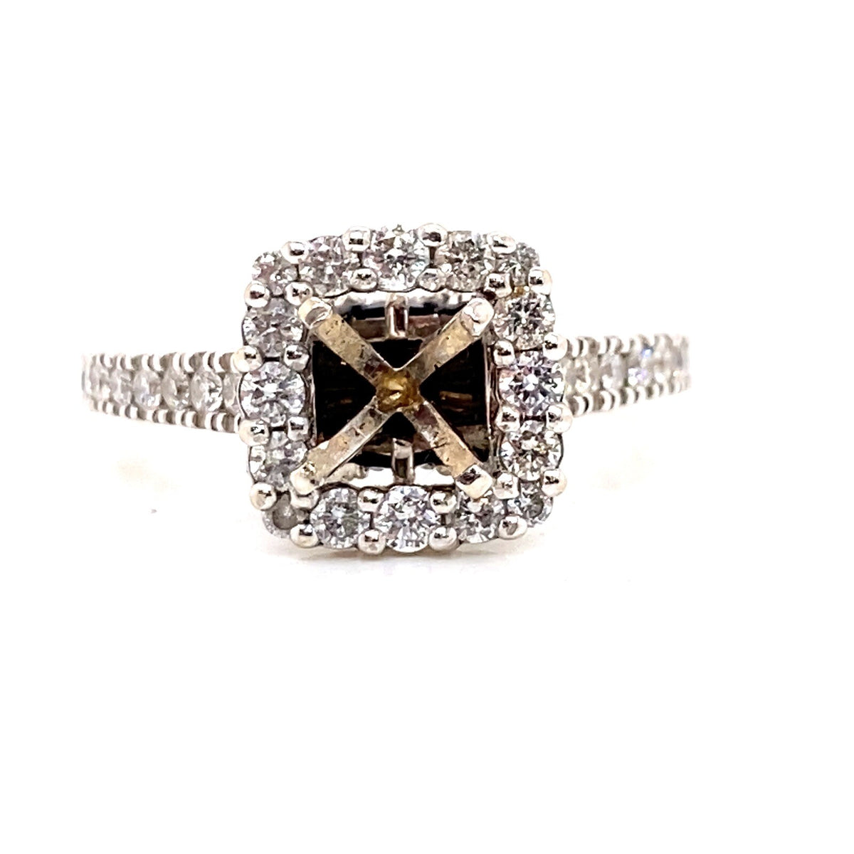 VERA WANG 14K white gold semi-mount diamond ring for round diamond center stone. (view 1)