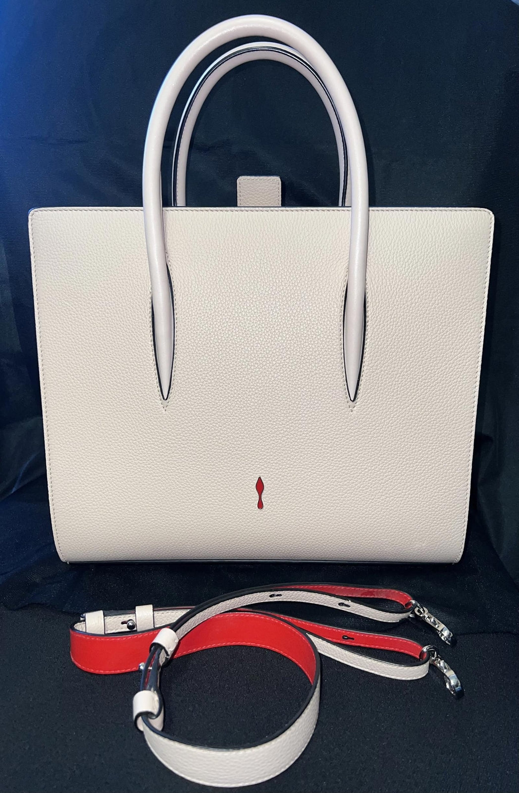Christian Louboutin Paloma Medium Top Handle Bag Beige Leather Red Interior (view 4)