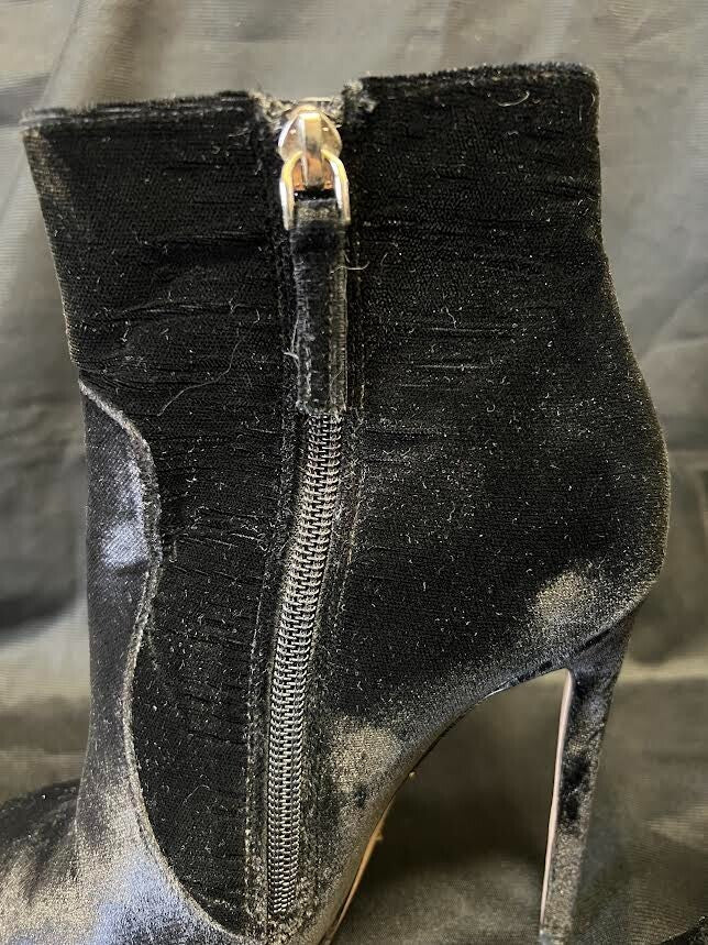 Gianni Renzi Couture Black Velvet Pointed Toe Pumps/ankle Boots 4in Heel 37.5 (view 9)