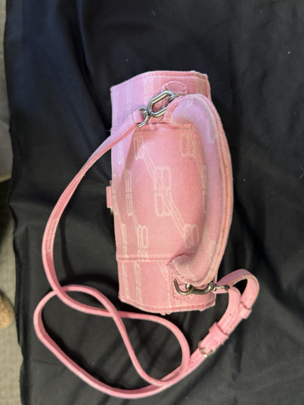 Balenciaga Hourglass Small Handbag BB Monogram Denim Pink Removable Strap (view 6)