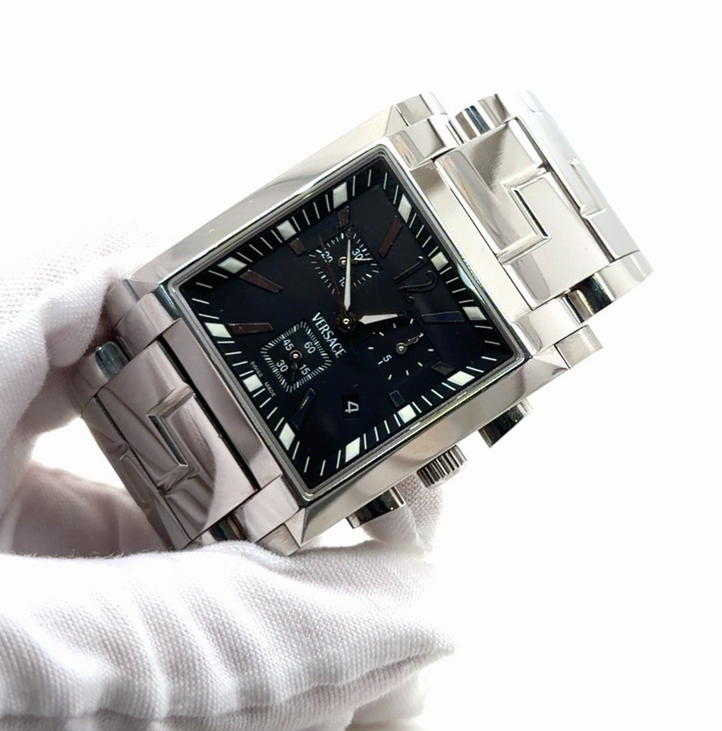 Versace Watch FLC99 Quartz Swiss Chronograph Stainless Steel Bracelet Black Dial — view 4