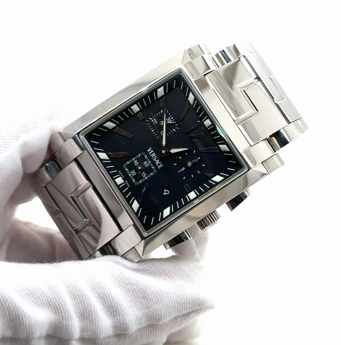 Versace Watch FLC99 Quartz Swiss Chronograph Stainless Steel Bracelet Black Dial — view 4