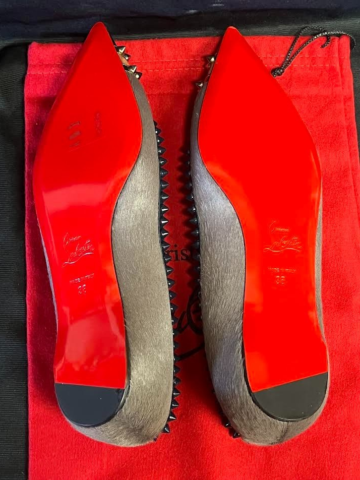 Christian Louboutin Calf Hair Spiked Malabar Hill Flat Size 38 (us 8) (view 8)