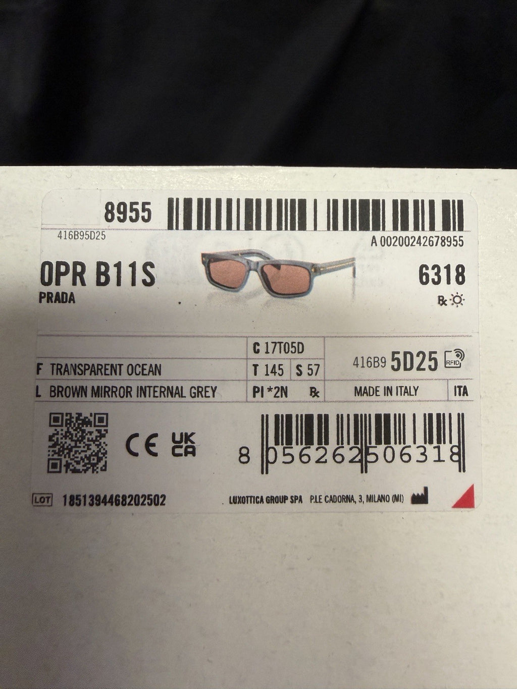 Prada sunglasses PR B11S Transparent ocean Brown Mirror Internal Grey (view 10)