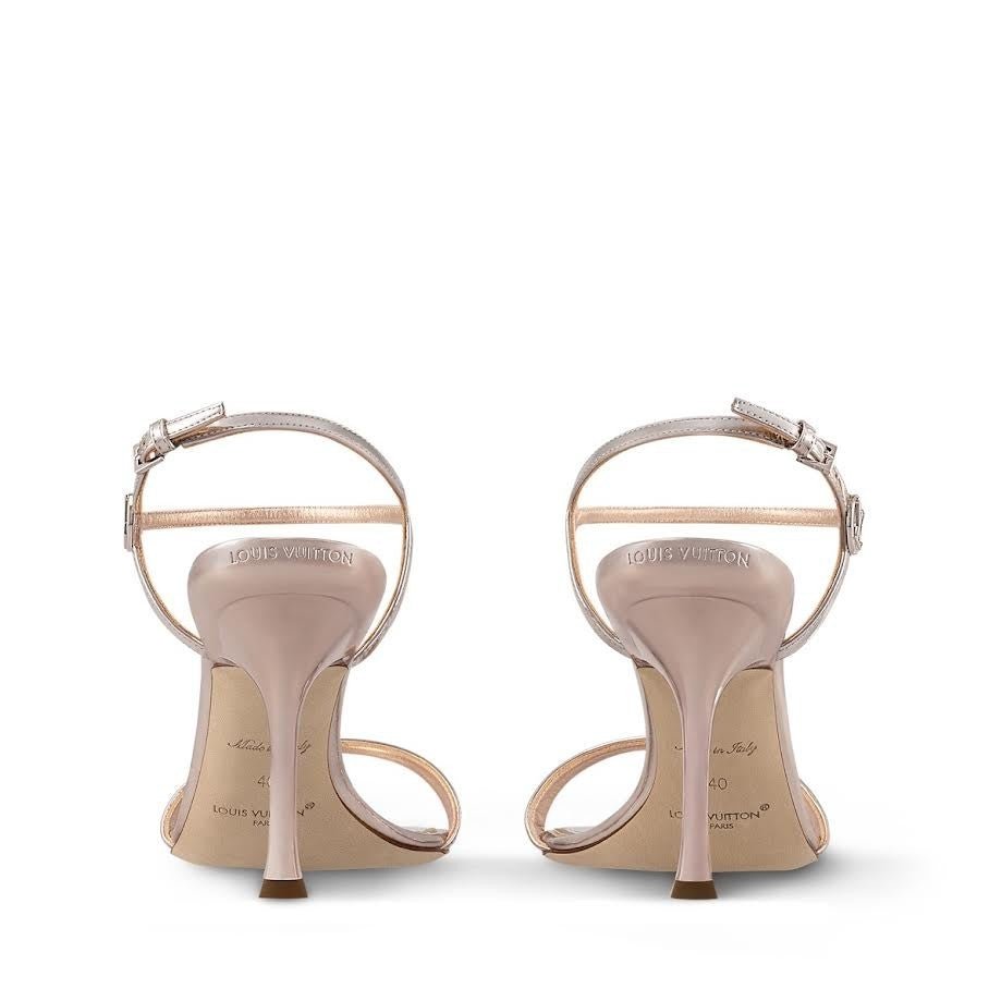 LOUIS VUITTON 6AM SANDAL SIZE 38 (US 8) 1AGWYQ GOLD METALLIC LEATHER HEELS2
