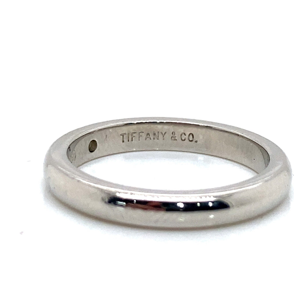 0.02ct Tiffany & Co. Elsa Peretti Platinum and Diamond 3mm Band Ring Size 4 — view 5