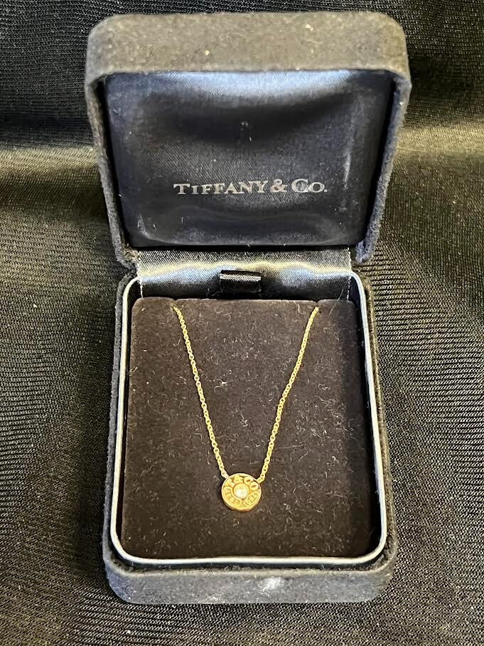 Tiffany & CO Diamond Circle Pendant 16" Necklace 18K Rose Gold with Box (view 10)