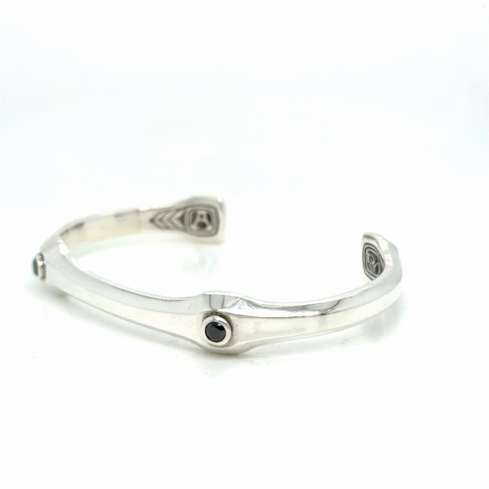David Yurman Anvil Cuff Bracelet Sterling Silver Black Diamond Size Medium — view 2