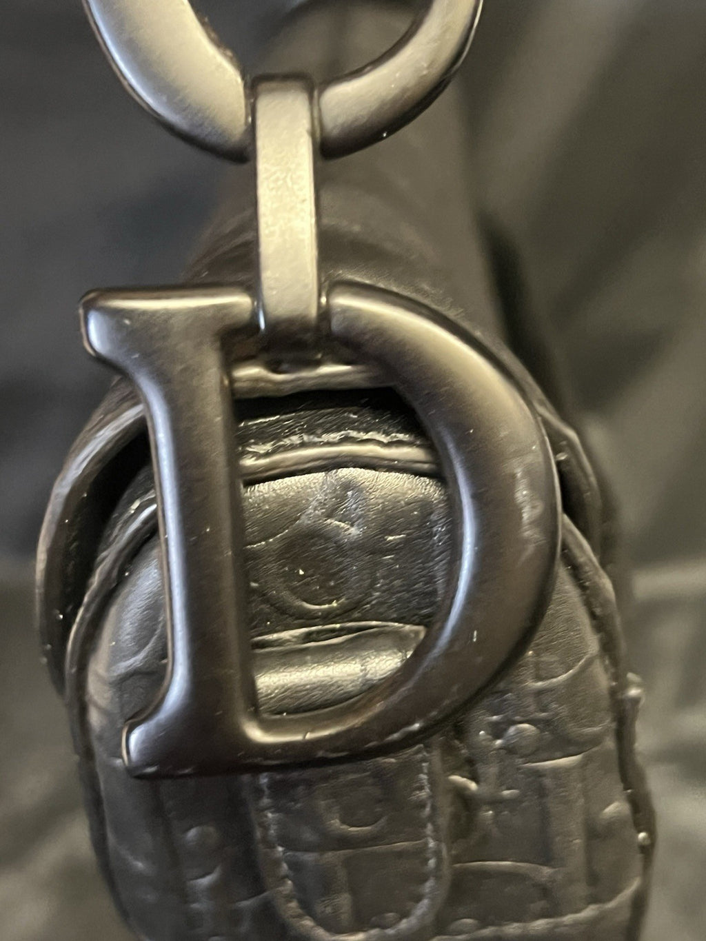 CHRISTIAN DIOR BLACK OBLIQUE EMBOSSED CALFSKIN SADDLE BAG — view 17