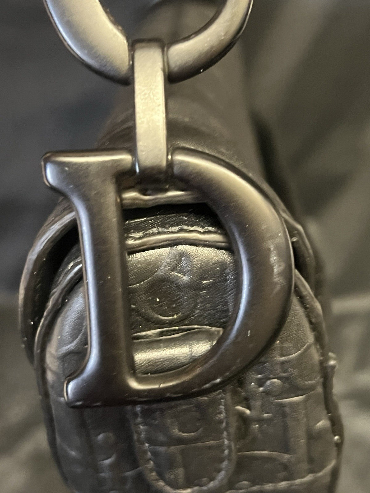 CHRISTIAN DIOR BLACK OBLIQUE EMBOSSED CALFSKIN SADDLE BAG — view 17