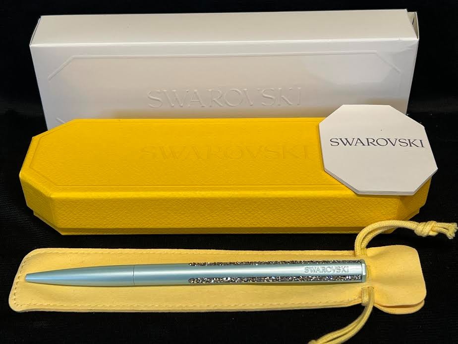 Swarovski Crystal Shimmer Ballpoint Pen, Blue Lacquered, Chrome Plated 5678190 (view 5)