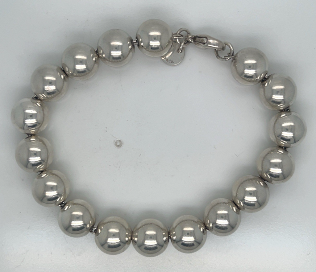TIFFANY & CO. BRACELET HARDWEAR BALL BEAD SMALL/ 7 in STERLING SILVER 10mm — Certified Authentic | San Diego Jewelry Buyers