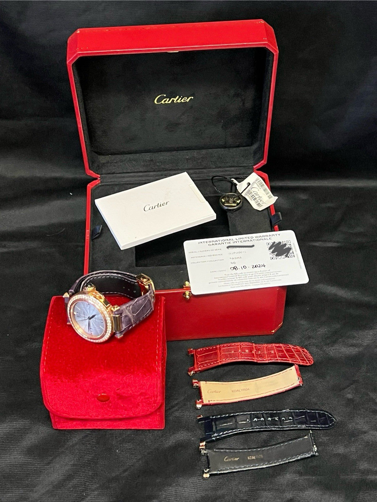 CARTIER PASHA 35MM 18K ROSE GOLD DIAMOND BEZEL WJPA0012 EXTRA STRAPS, BOX — view 17