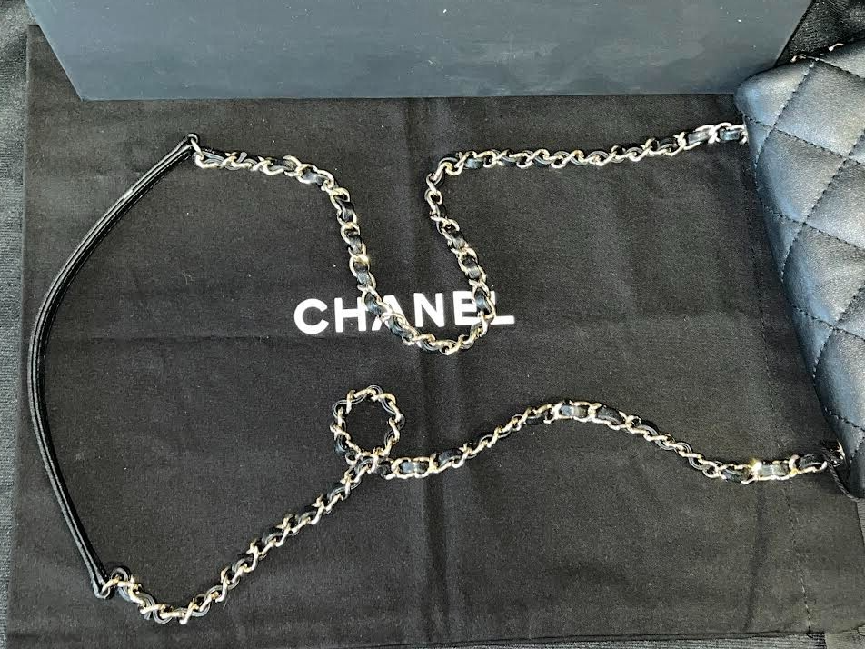 Chanel Chain Frame Flap Bag Quilted Black Lambskin Chain Link Shoulder Strap (view 12)