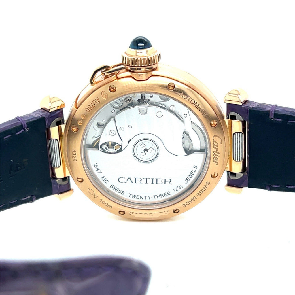 CARTIER PASHA 35MM 18K ROSE GOLD DIAMOND BEZEL WJPA0012 EXTRA STRAPS, BOX — view 11
