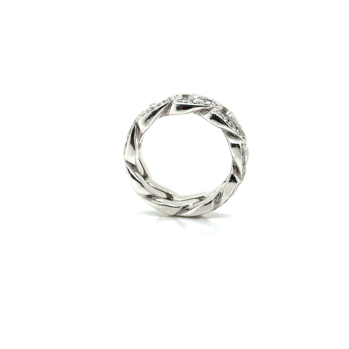 IceBox 14k White Gold and Diamond Cuban Link Ring 2.70tcw (view 3)