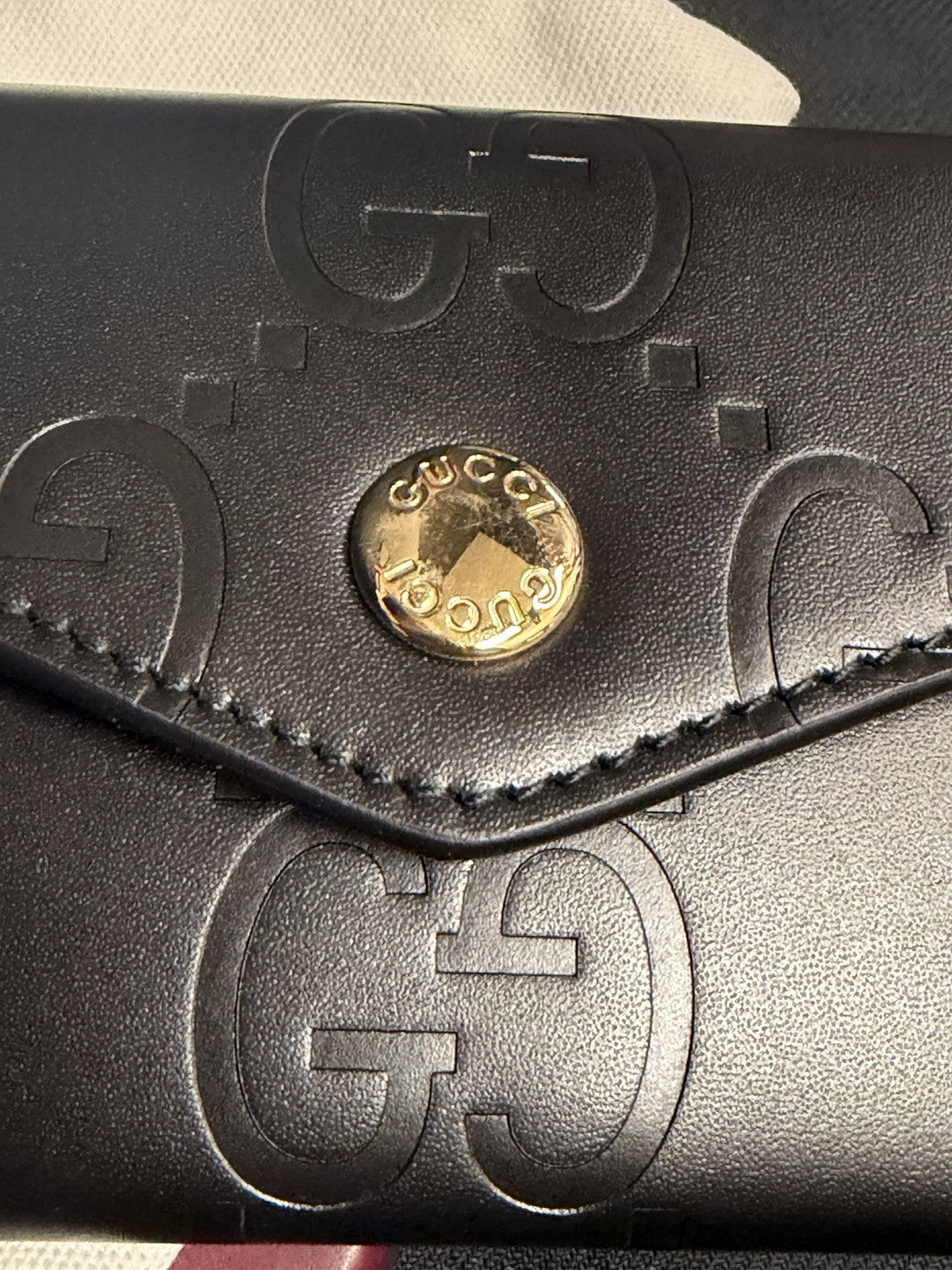 Gucci GG Emblem Card Case Black Leather Gold Hardware7