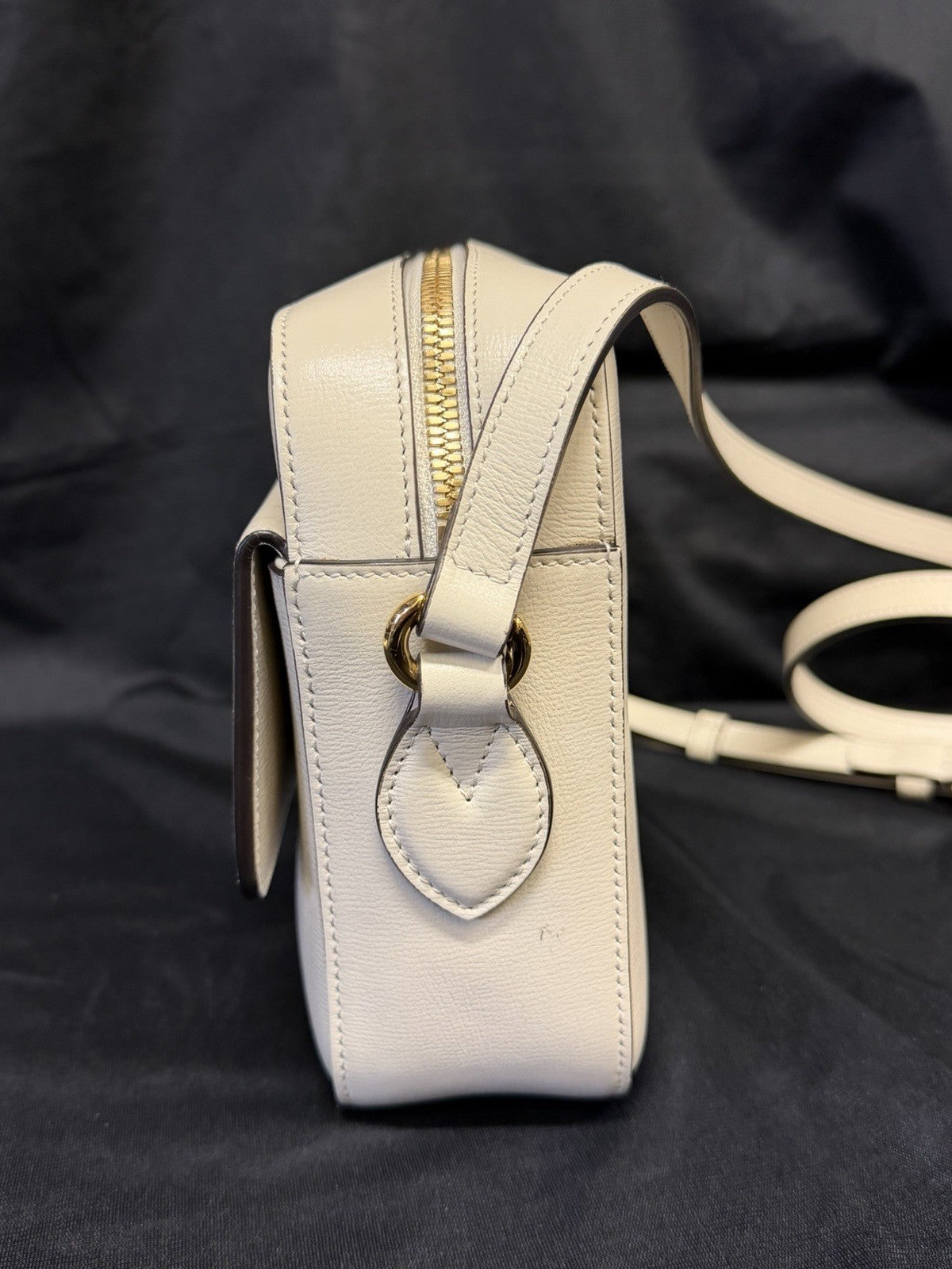 Gucci Horsebit 1955 Crossbody Bag Adjustable Strap Cream Leather, Gold Hardware (view 6)