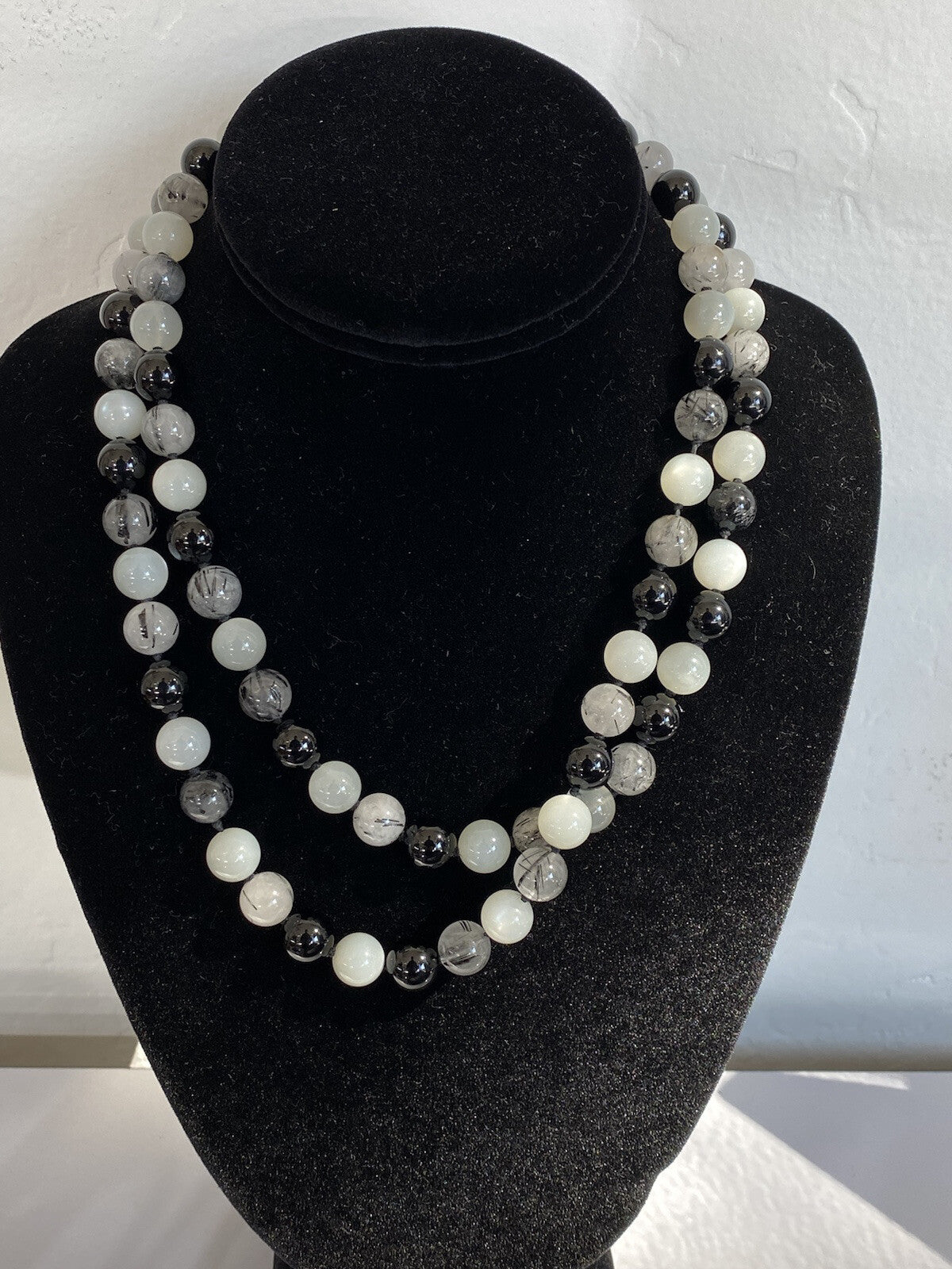 Tiffany & Co. Sterling Silver Paloma Picasso Onyx Quartz 10mm Beads 36" Necklace (view 1)