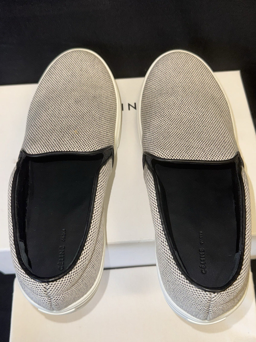 Celine Nappa Black & White Slip-on Sneakers 345131 Size US 8.5 / EU 38.5 (view 7)