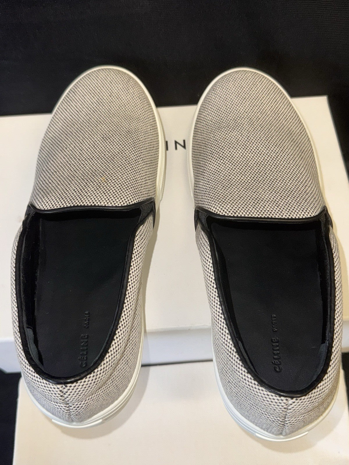 Celine Nappa Black & White Slip-on Sneakers 345131 Size US 8.5 / EU 38.5 (view 7)