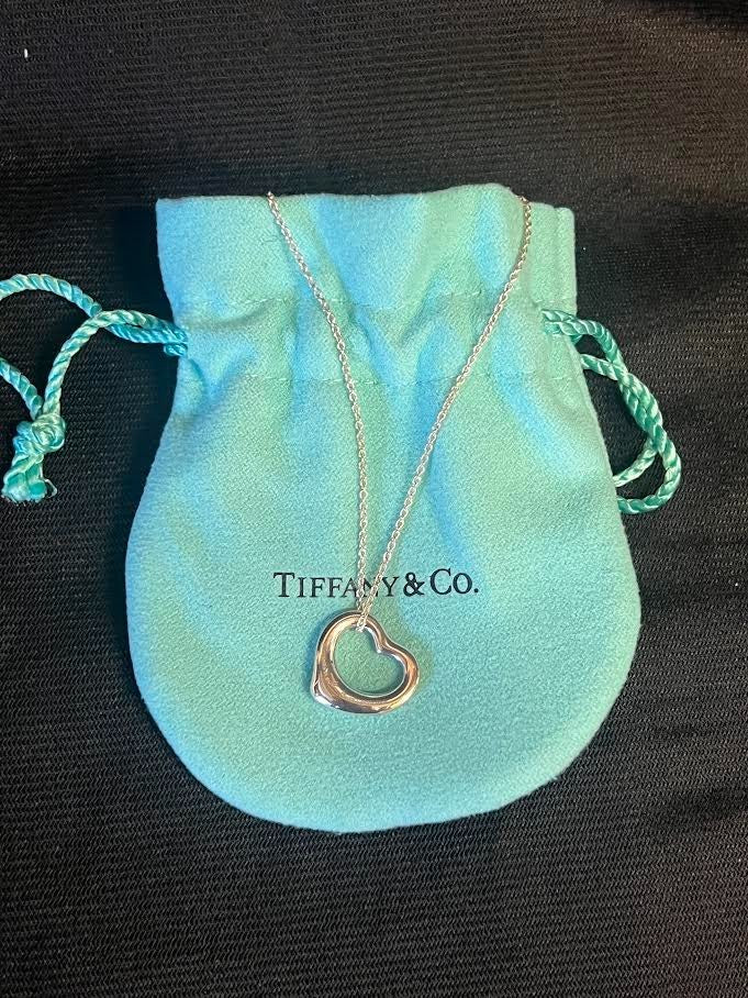 Tiffany & Co. Elsa Peretti Open Heart Pendant 16mm Sterling Silver 925 Necklace (view 8)