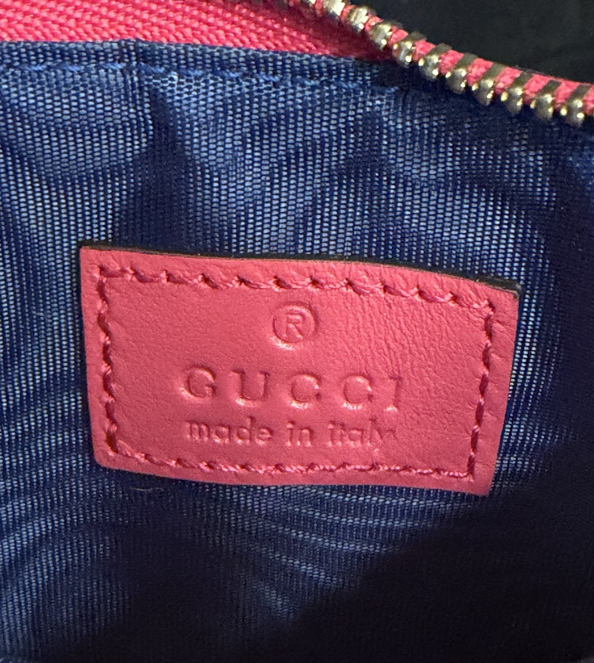 Gucci GG Tennis Bi-Color Embossed Zip Card Case Wallet Pink/Blue Leather3