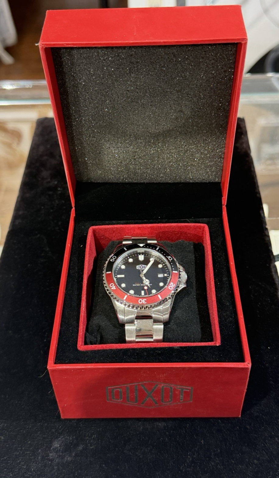 Duxot Altum 42 mm Swiss Quartz Watch Black & Red "Coke" Bezel DX-2025-55 (view 14)