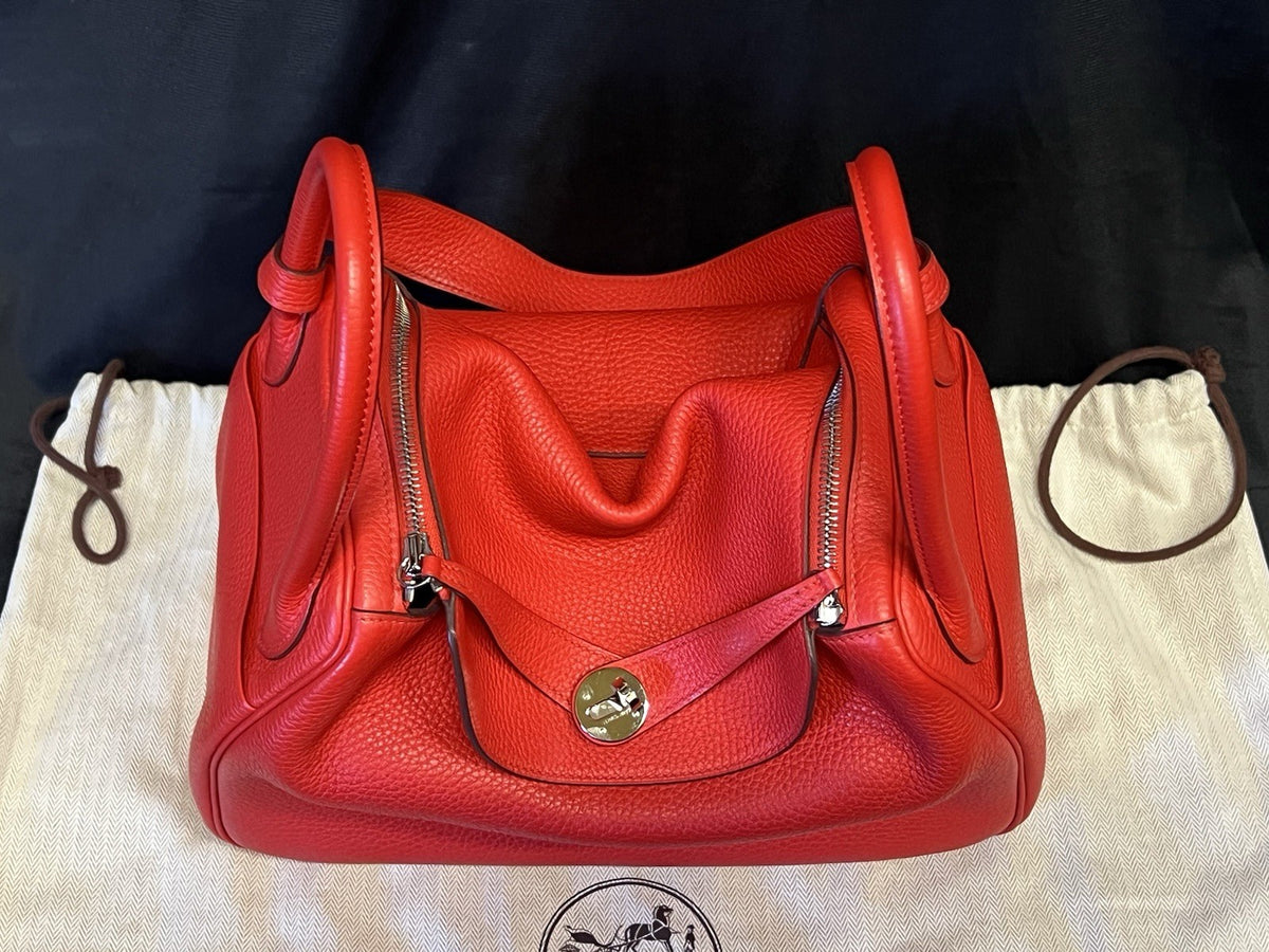 Hermes 2017 Lindy 30 Red Leather Shoulder Bag, Organizer & Dust Bag (view 6)