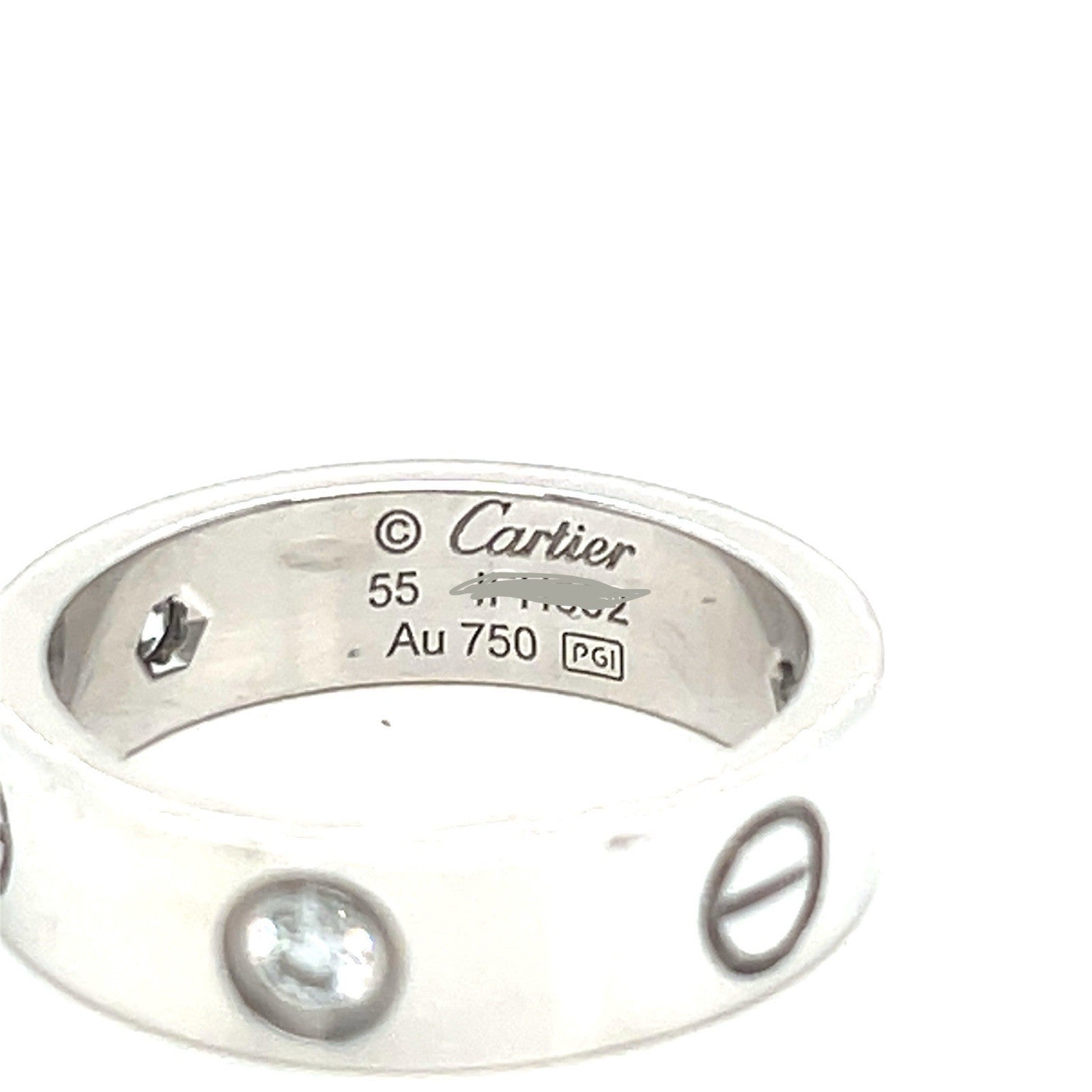Cartier Love Ring Classic 5.5mm 3 Diamonds 0.23tcw 18K White Gold Size 55 (7.5) — view 9
