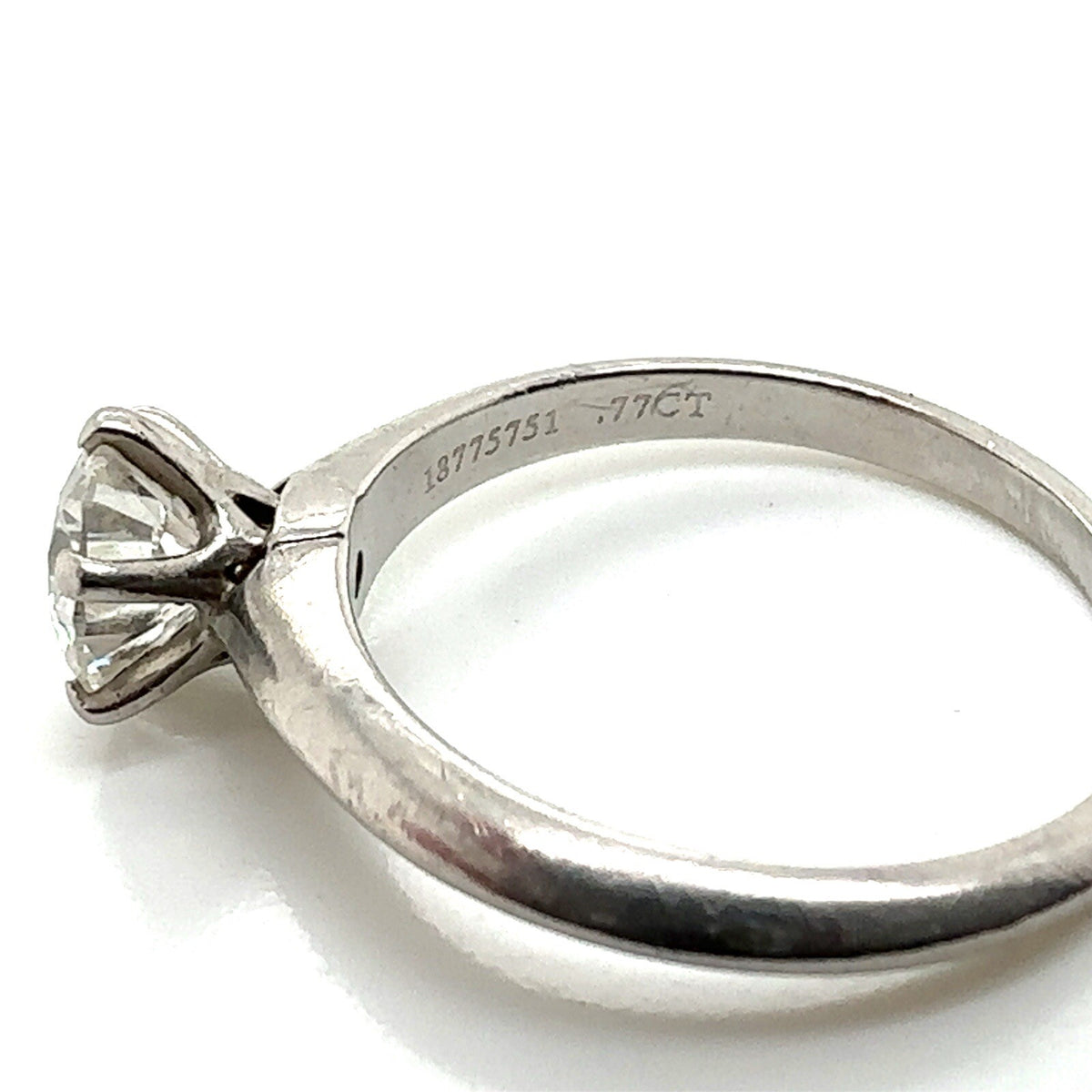 0.77ct Tiffany & Co. Round Brilliant Diamond Solitaire Engagement Ring Platinum (view 6)