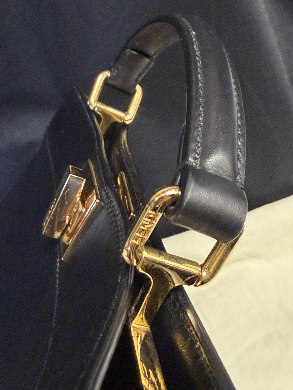 Fendi Peekaboo I See U East-West Black Leather Bag with Beaded Fringe (view 10)