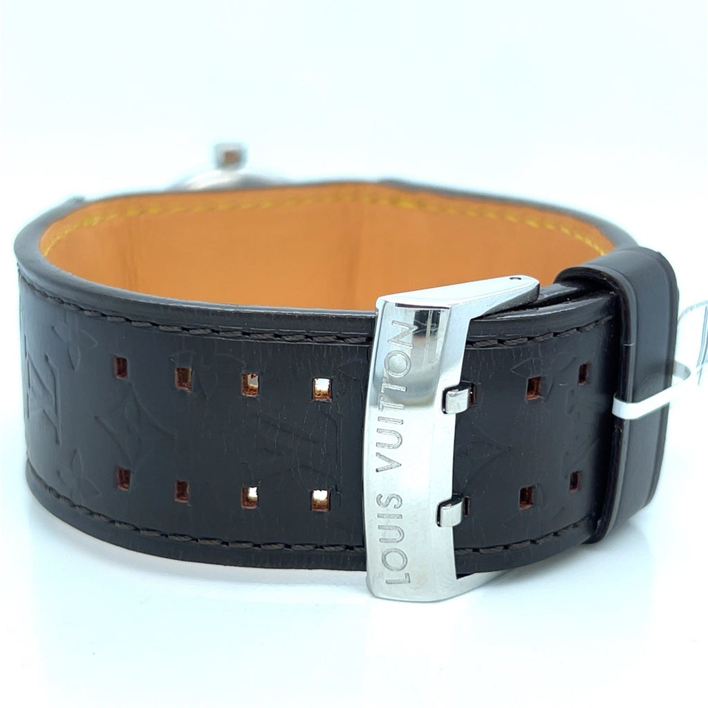 Louis Vuitton Tambour Watch Brown Stainless Steel Leather 28mm Q1211 (view 4)