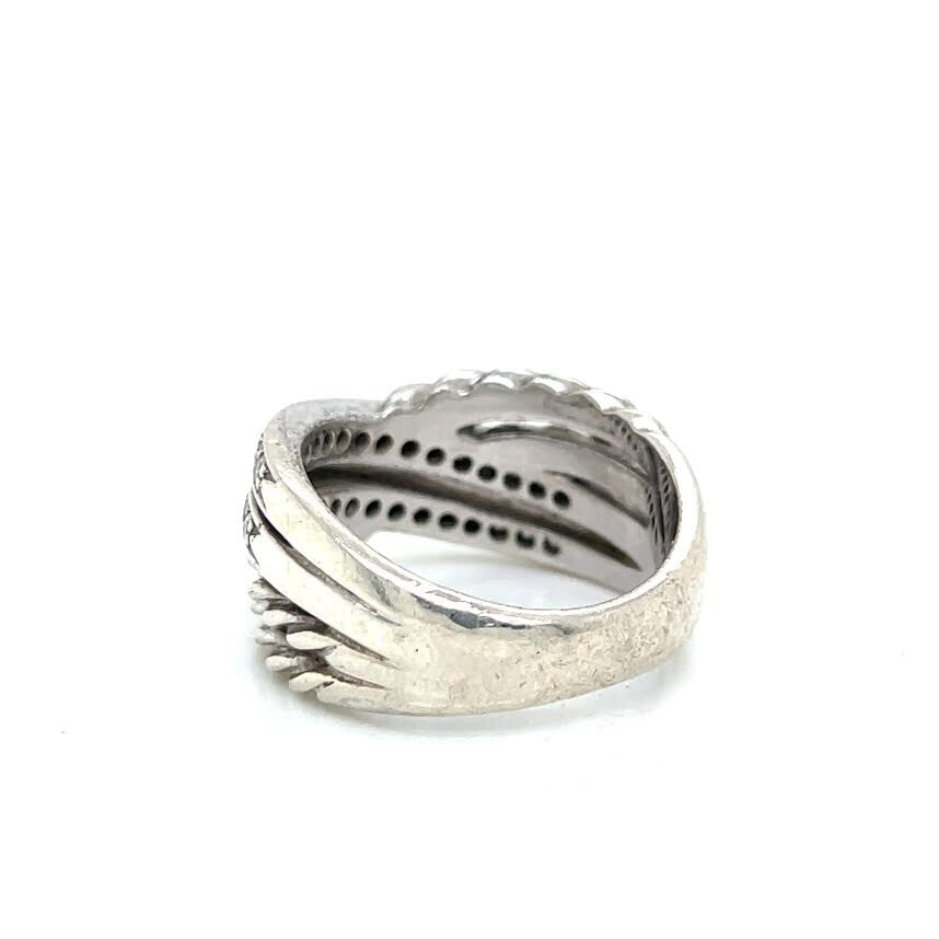 DAVID YURMAN DIAMOND CROSSOVER SILVER RING SIZE 8 — view 9