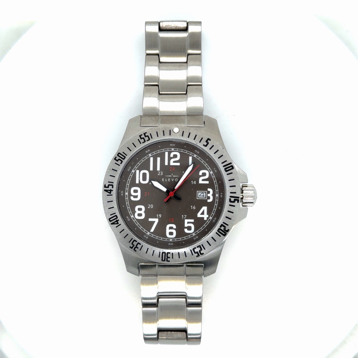 Elevon Aviator Silver/Black 41mm Stainless Steel Watch Date Indicator ELE120-2 (view 1)