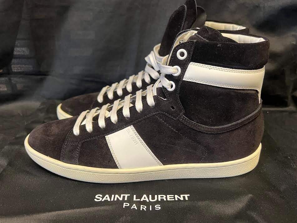 Saint Laurent SL/O2H High Top Sneakers Black and White Suede Size 39 (us 6) (view 4)