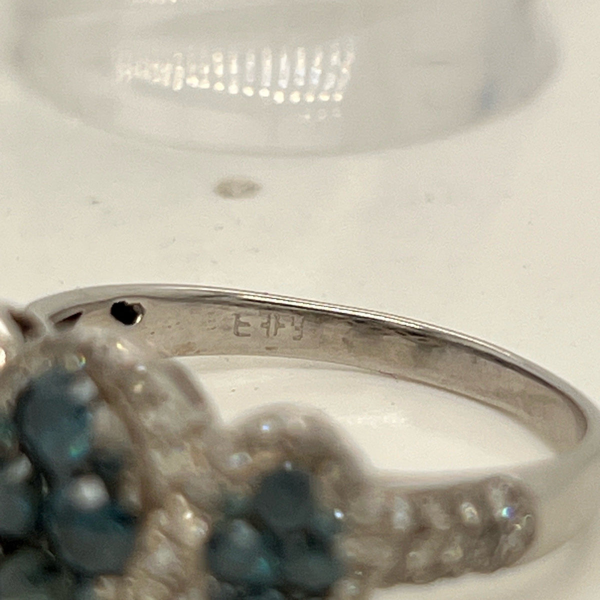 Effy 14K Solid White Gold Blue & White Diamond Ring Size 9 (view 12)