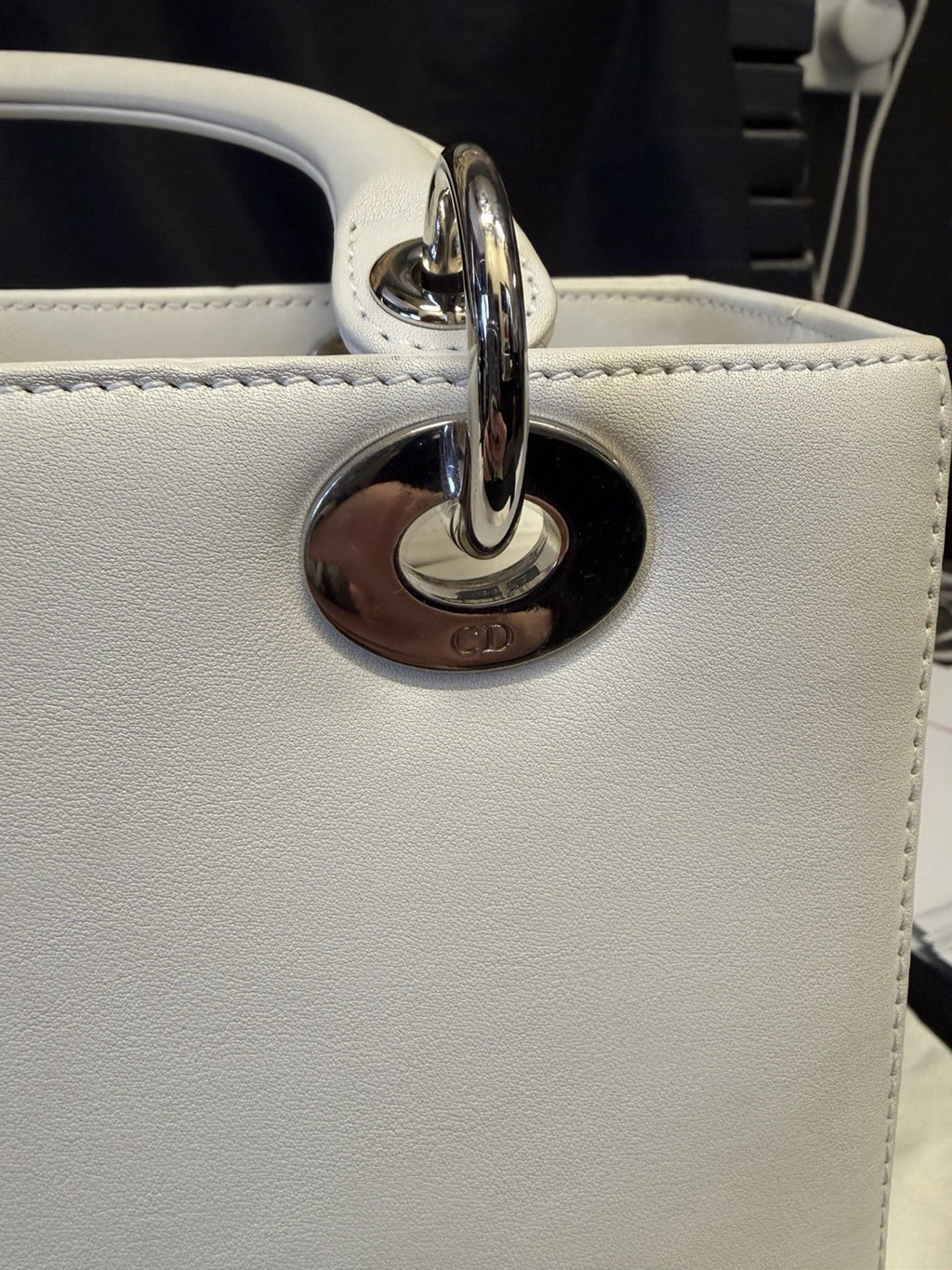 Christian Dior Medium Patch Lady Dior Bag White Calfskin Leather — view 15