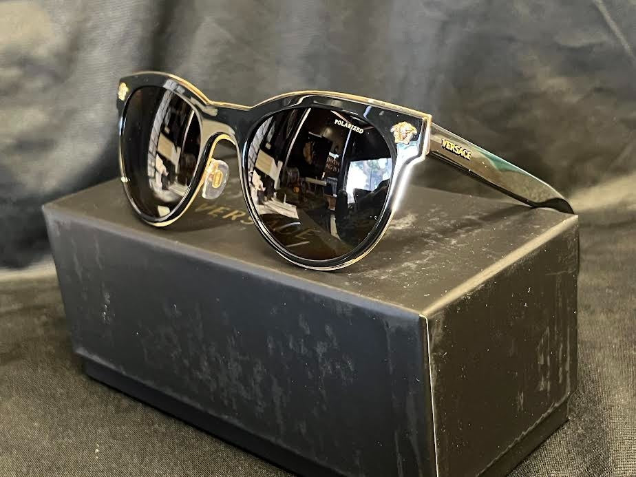 VERSACE POLARIZED SUNGLASSES VE2198 1002T3 BLACK LIGHT GREY GRADIENT GREY 145mm — view 7