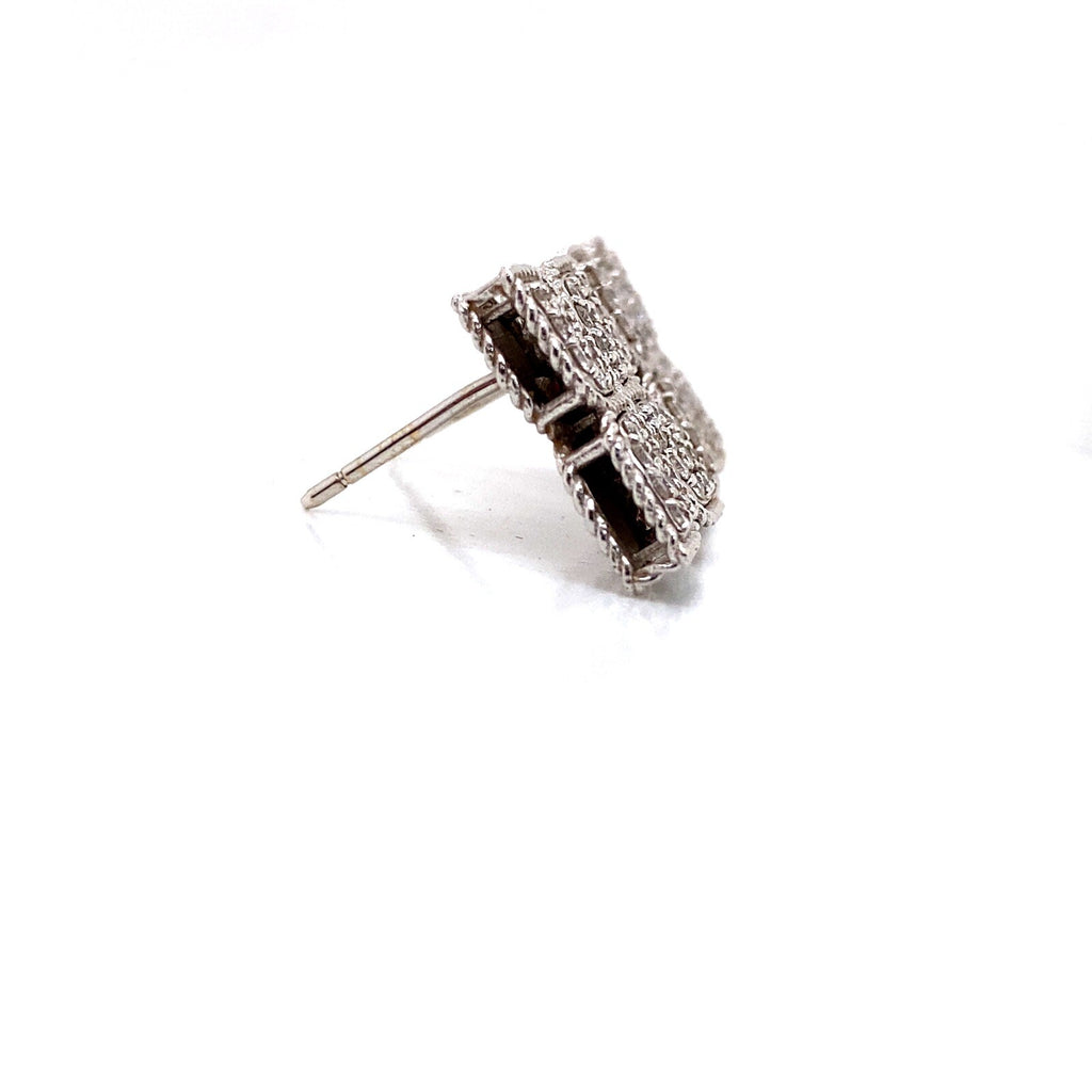 1.00TCW Roberto Coin Clover Petal Diamond Stud Earrings 18K White Gold (view 3)