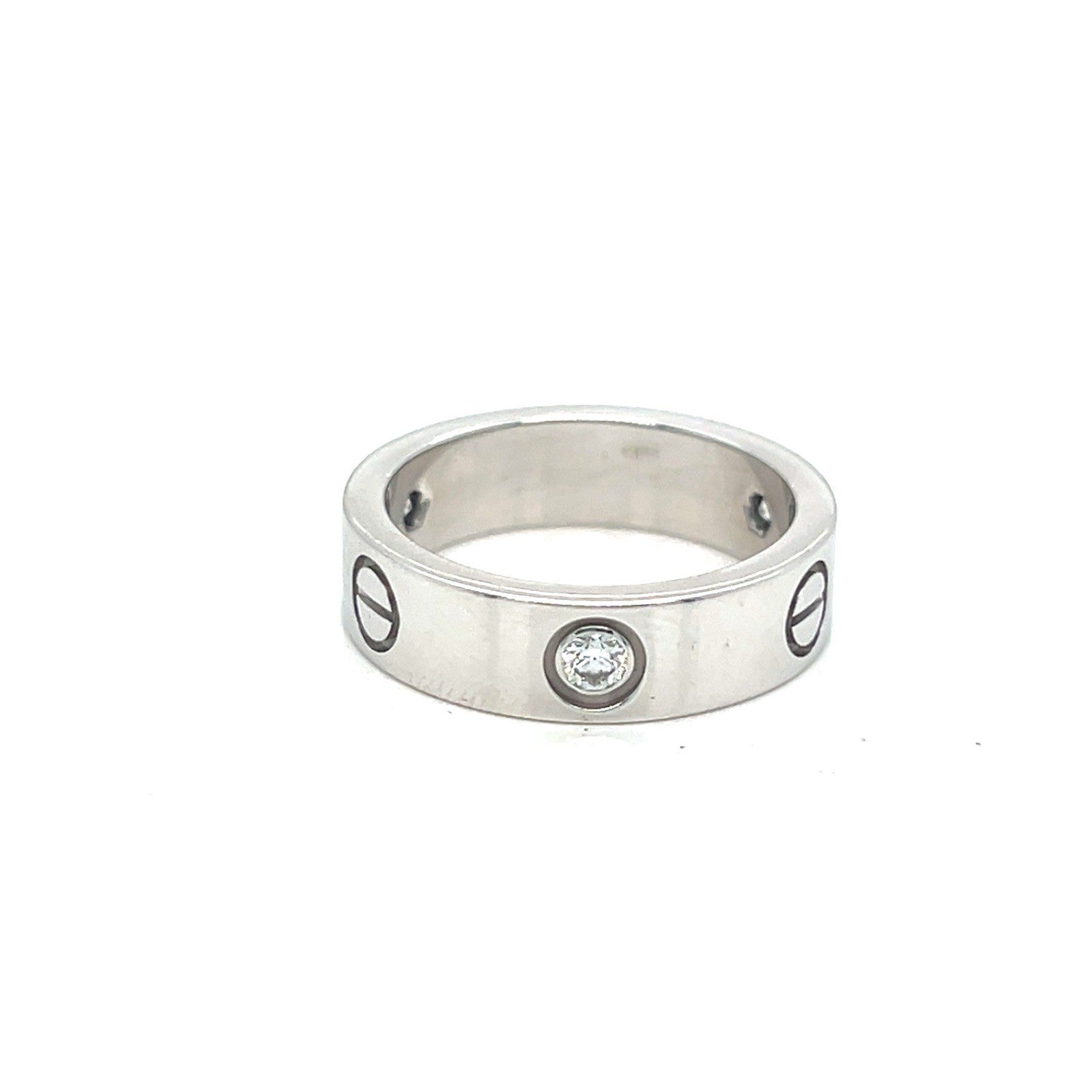 Cartier Love Ring Classic 5.5mm 3 Diamonds 0.23tcw 18K White Gold Size 55 (7.5) — view 4