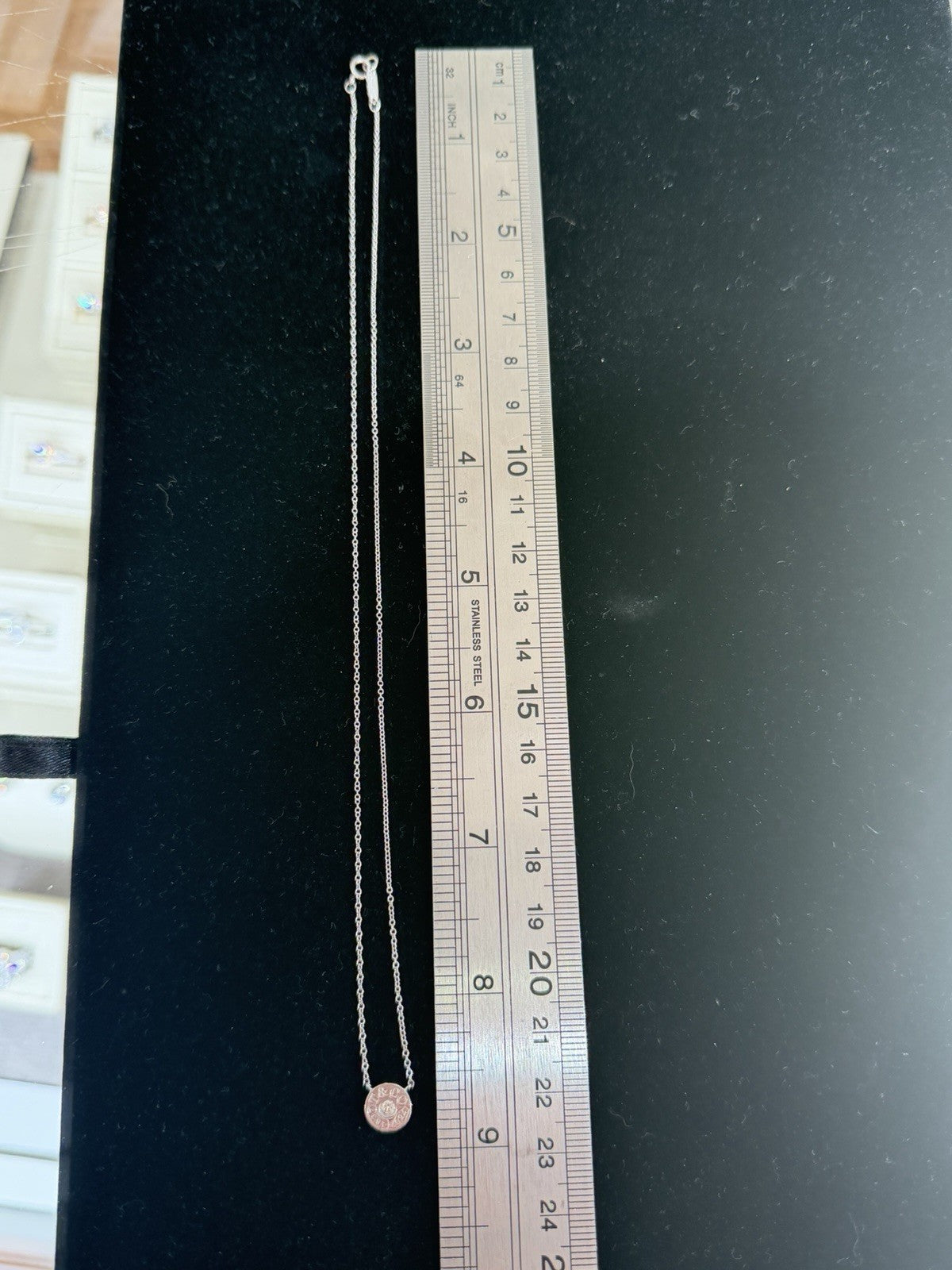 Tiffany & Co 18K WHITE GOLD necklace 1837 collection w/diamond 17in long & POUCH (view 4)