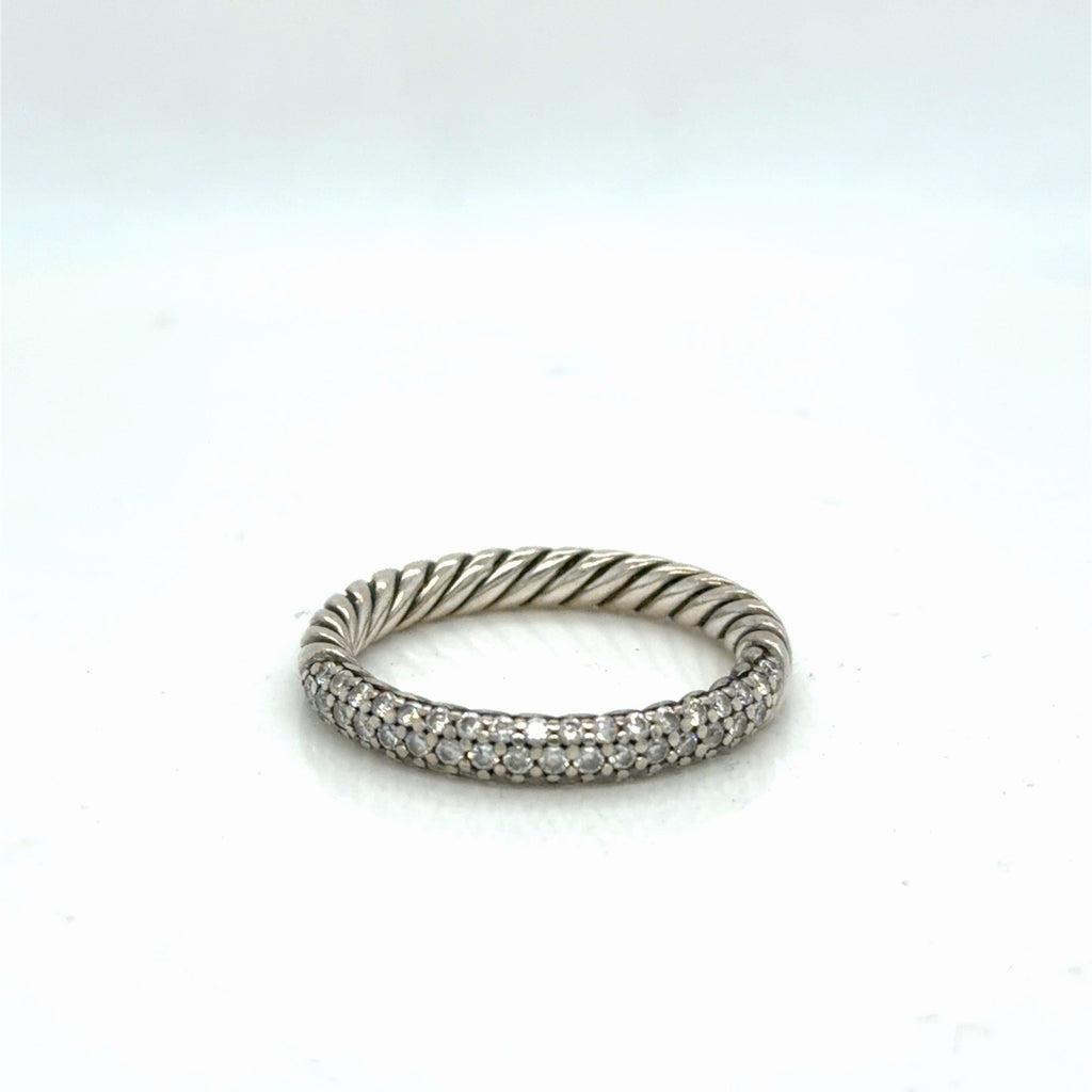 David Yurman Petite Pave Ring Sterling Silver 0.39ctwa Diamonds 3mm Size 6.75 — Certified Authentic | San Diego Jewelry Buyer