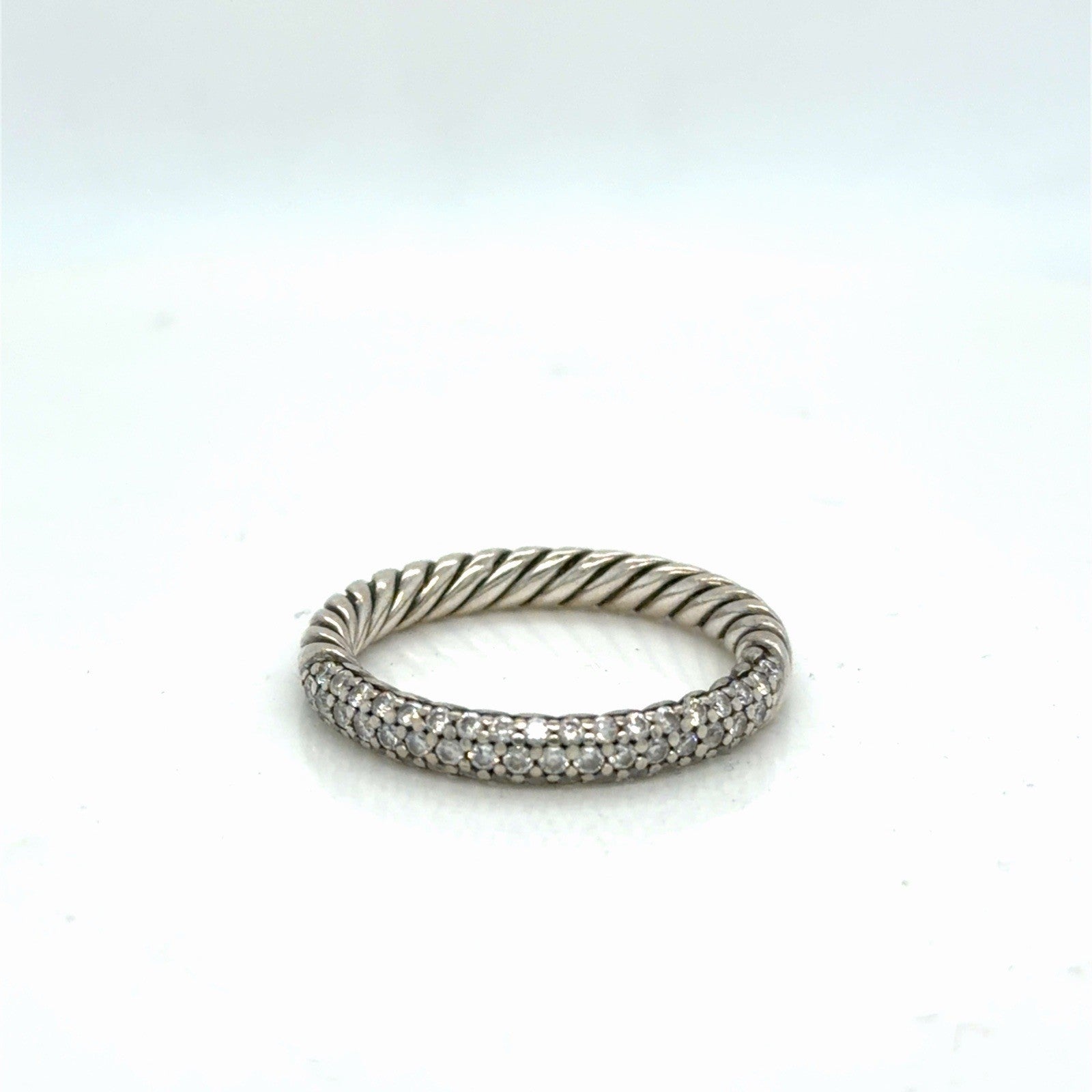 David Yurman Petite Pave Ring Sterling Silver 0.39ctwa Diamonds 3mm Size 6.75 — Certified Authentic | San Diego Jewelry Buyer