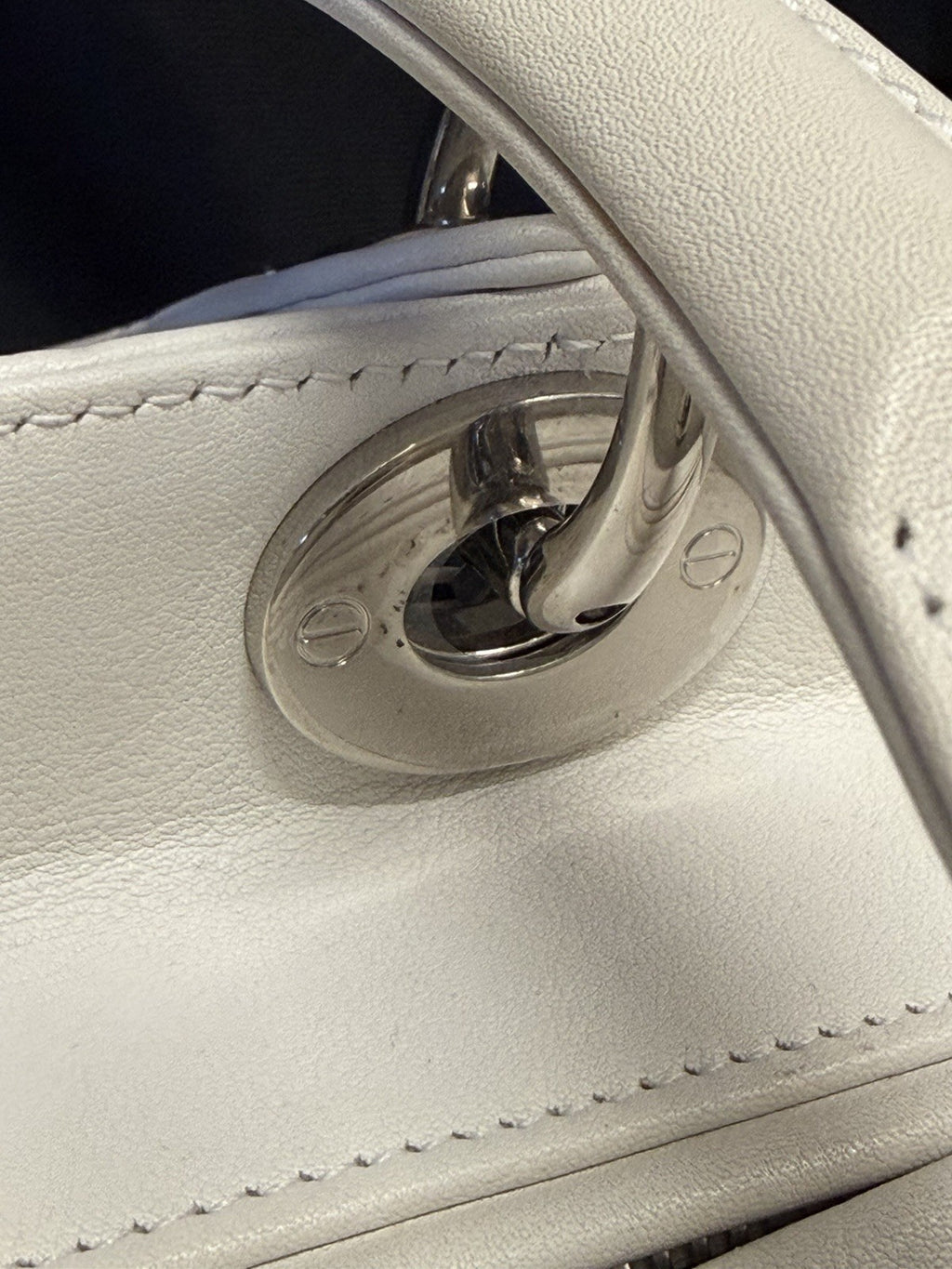 Christian Dior Medium Patch Lady Dior Bag White Calfskin Leather — view 17