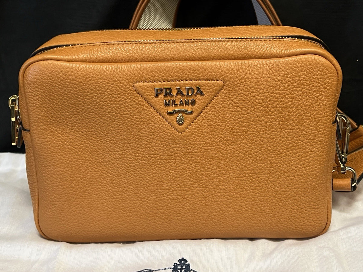 Prada Small Leather Shoulder Bag with Extra Strap Amber 1BH082_2DKV_F04GV_V_7NM (view 2)