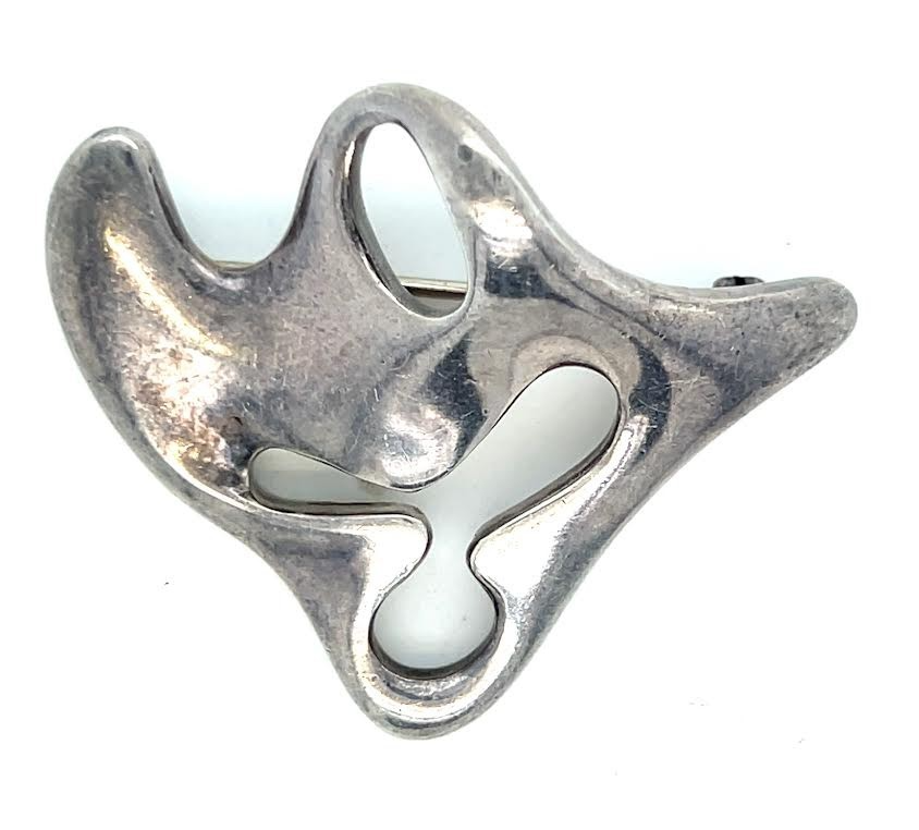 GEORG JENSEN AMOEBA BROOCH STERLING SILVER 925 VINTAGE DENMARK 322 STAMP 1950s — Certified Authentic | San Diego Jewelry Buyer