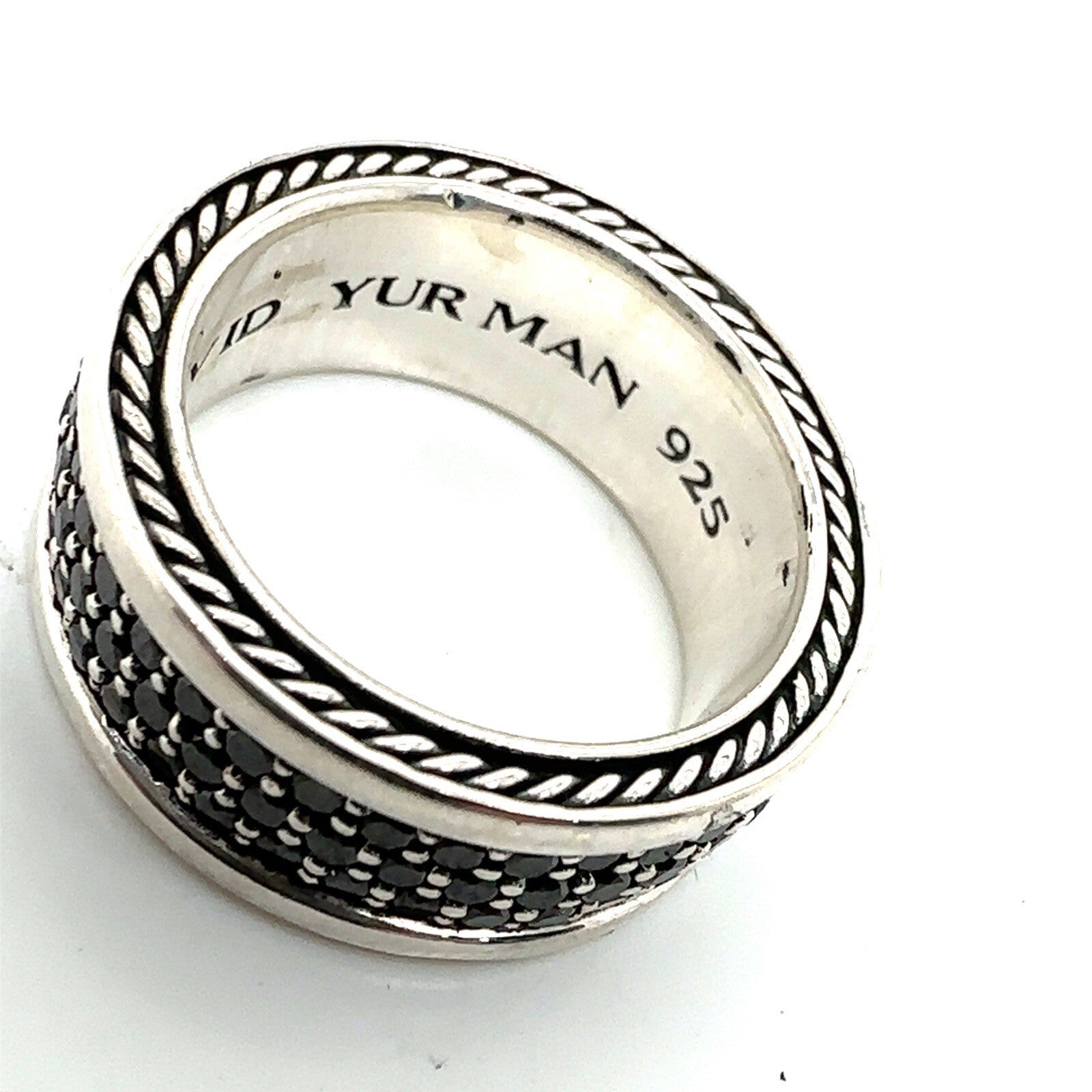 David Yurman Sterling Silver 3 Row Black Diamond Streamline Band Ring Size 7.5 — view 4